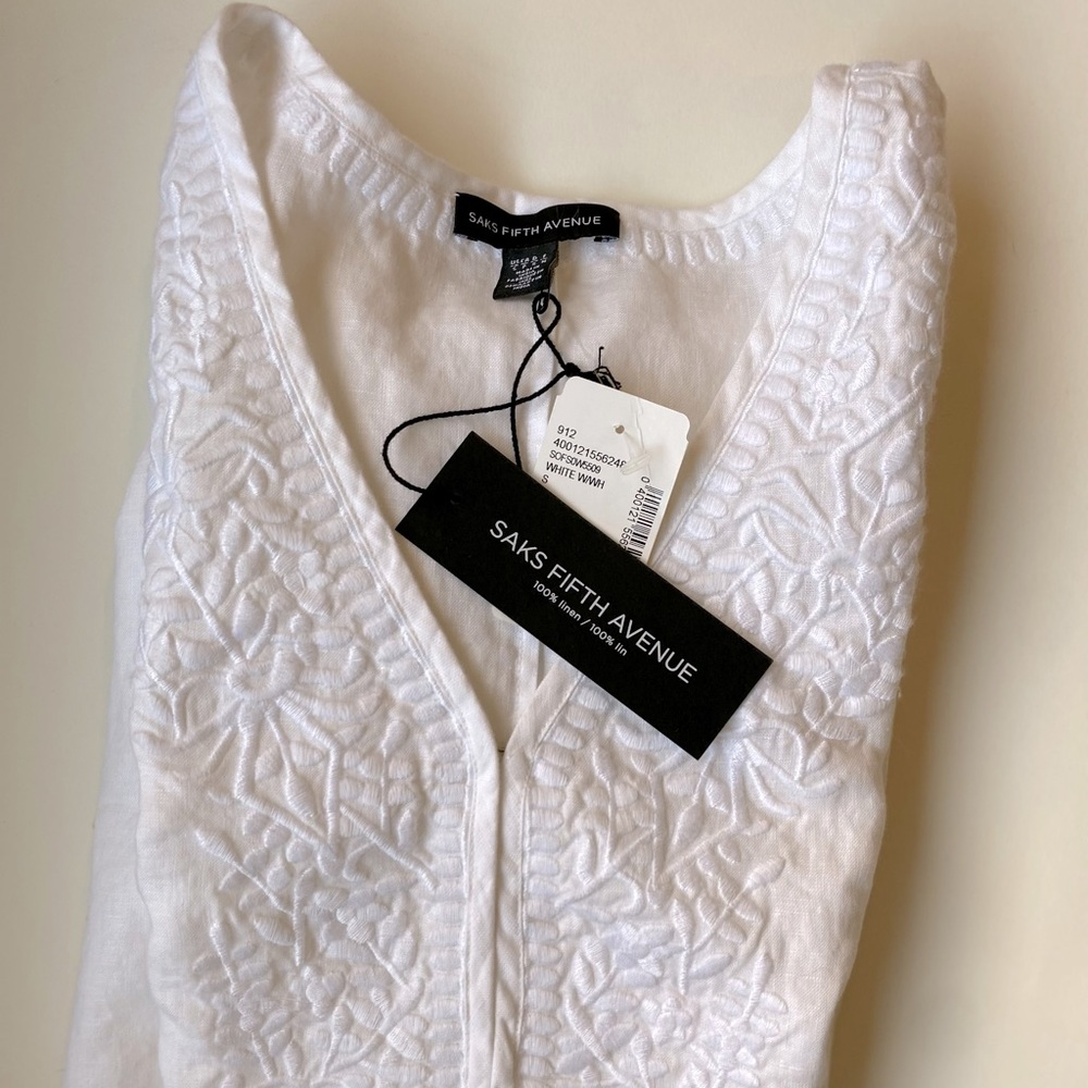 Saks Fifth Avenue White Linen Dress